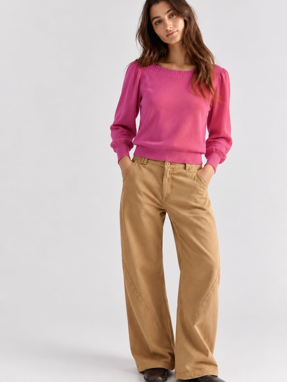 LOFT Boatneck Sweatshirt With Feminine Shoulder Detail